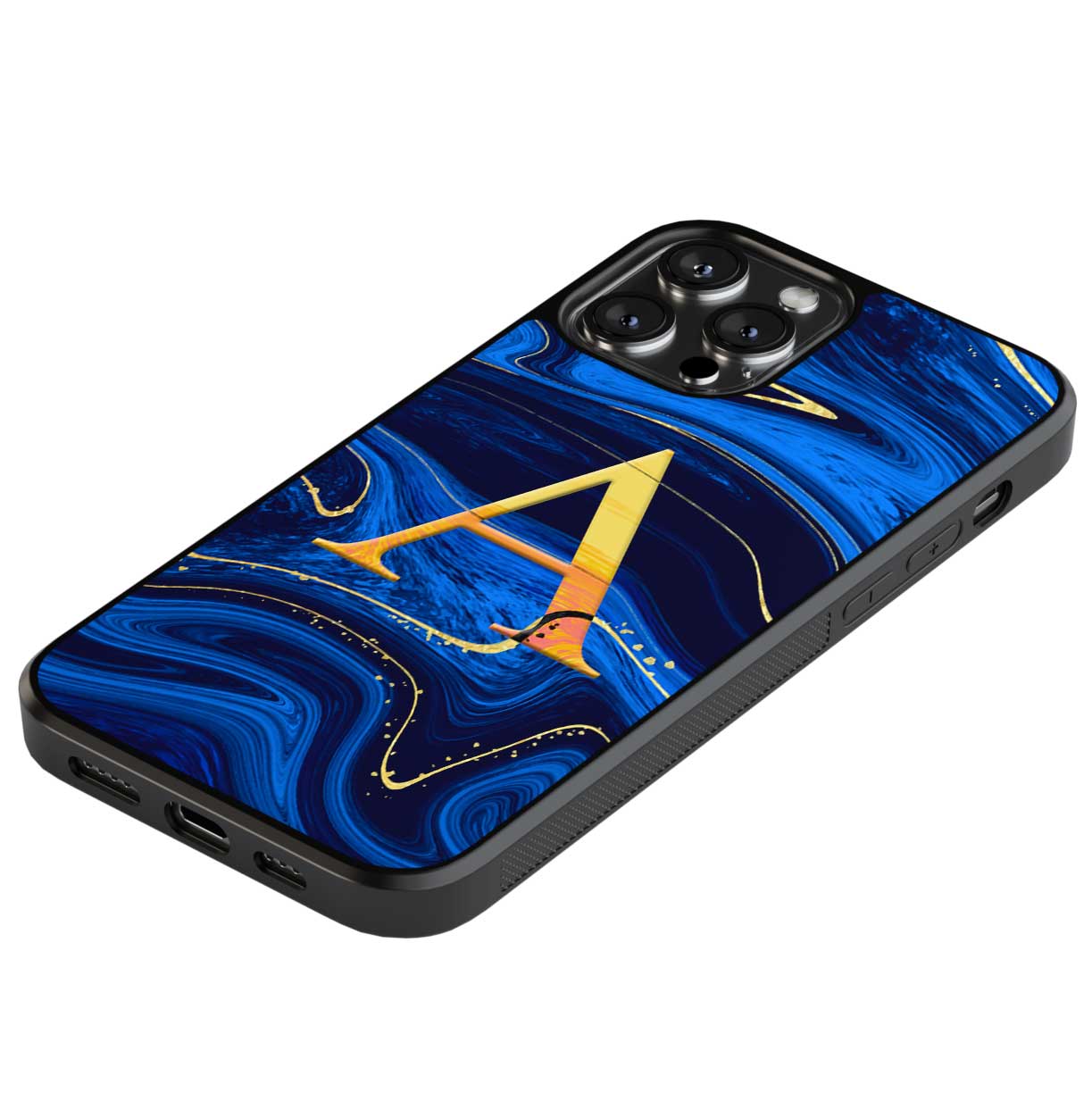 funda marmol azul personalizada inicial