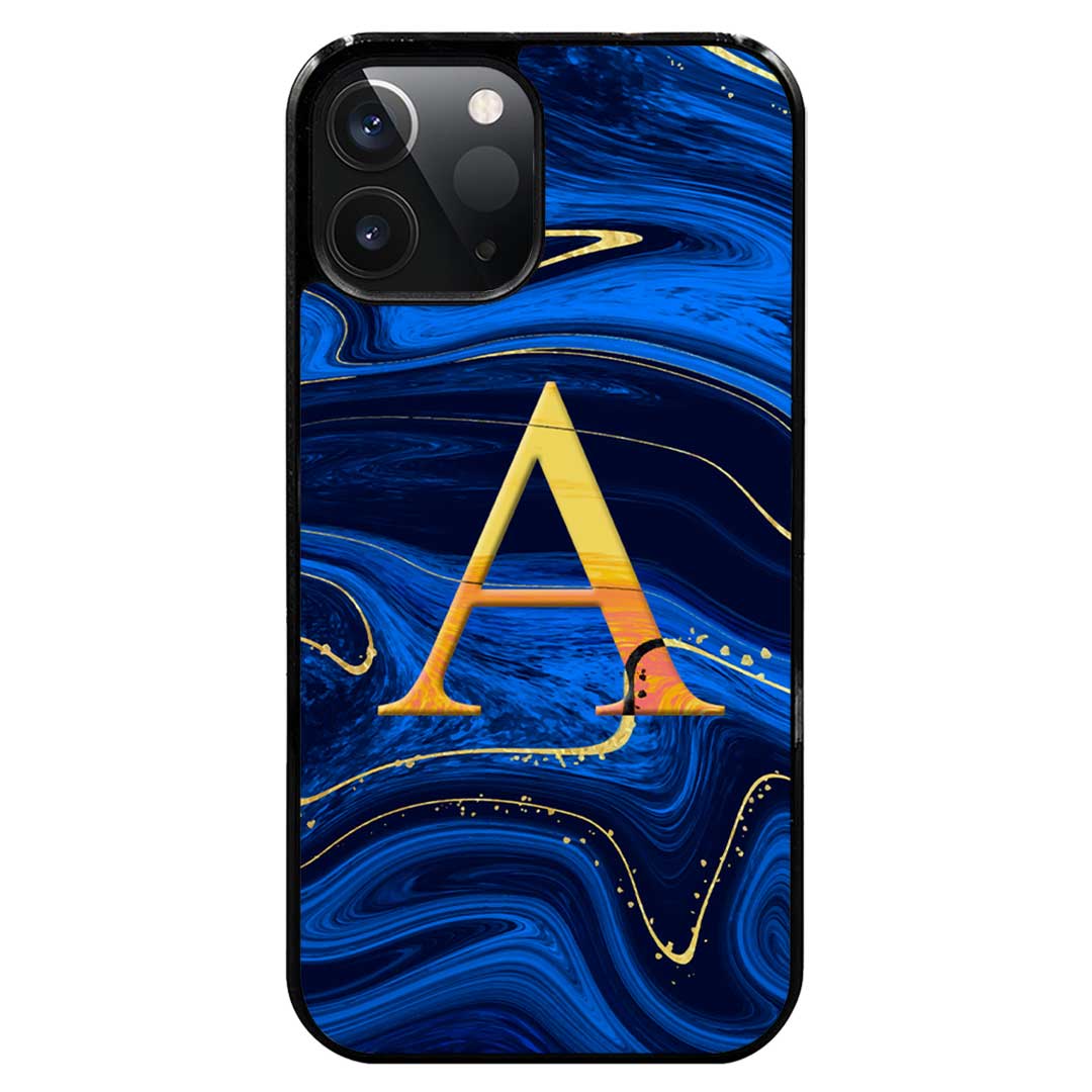 funda marmol azul personalizada inicial