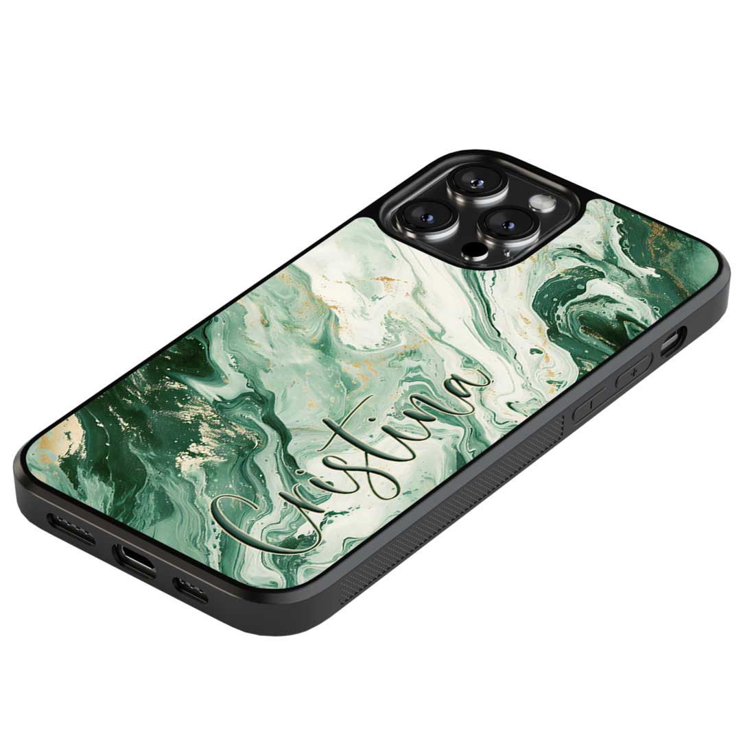 Funda Mármol Verde Personalizada Nombre